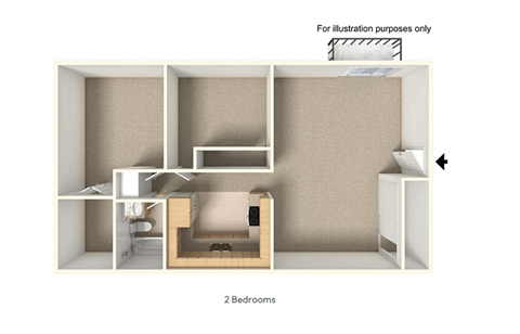 A diagram showing a layout of two bedrooms.